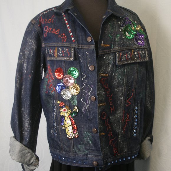 Embellished New Orleans Denim Jacket - Picture 1 of 6